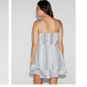 Striped ruffle cotton wrap cami dress